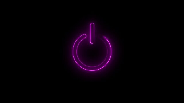 Glowing neon power button animation. neon power off or on button animation icon