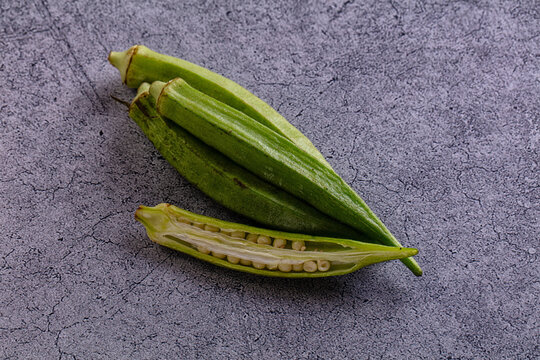 Fresh green bamia - okra vegetable