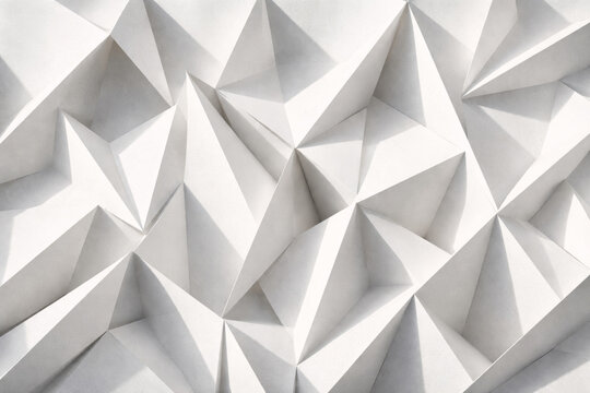 Intricate white geometric wall design with sharp triangular features