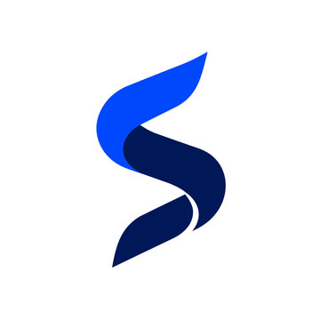 Abstract blue ribbon letter s logo design