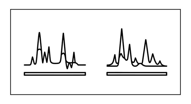 Nuclear magnetic resonance nmr and mass spectrometry graphs illustrating scientific analysis data with magnetic resonance spectrometry spectrum chemistry analysis research laboratory