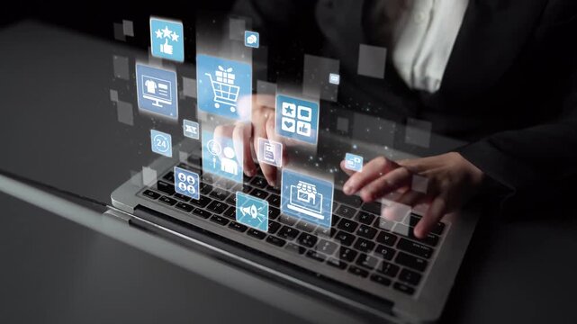 Concept of social media shopping transforms e-commerce. This platform offers seamless shopping experiences, enhancing social media interaction for online business growth. Funnel