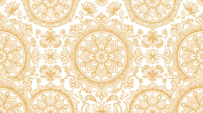 Seamless pattern with golden mandala ornaments