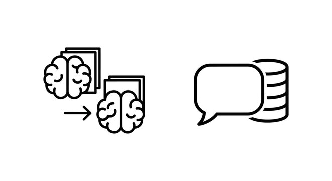 Translation memory and database storage icons for language localization and artificial intelligence linguistic processing with translation language database document localization