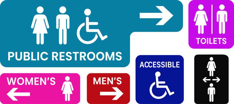 Public restroom signs for accessible facilities