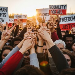 Obraz premium hands together in protest crowd