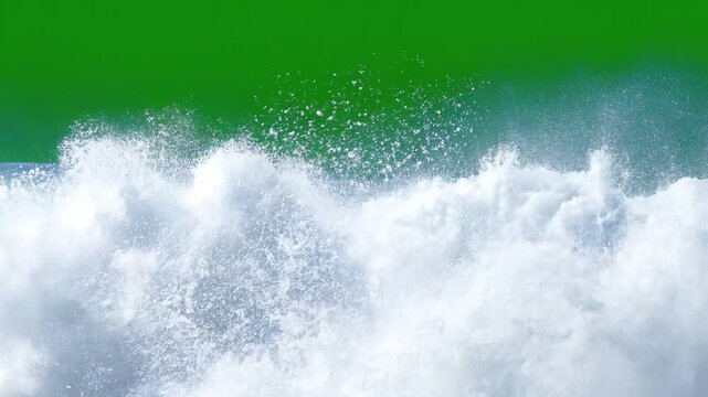 Ocean wave, green water, white foam, splash, sea spray, crashing wave 4k Video