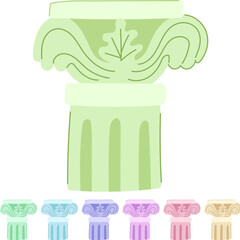 Fototapeta premium roman column ancient cartoon. antique building, architecture greece, rome sculpture roman column ancient sign vector