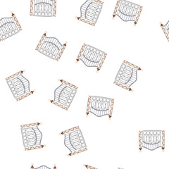 Fototapeta premium pattern decorative metal gate featuring an arched top and ornate scrollwork between two sturdy stone pillars with spherical caps, representing security and entrance