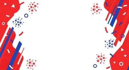 Obraz premium Abstract Red Blue White Geometric Shapes Festive Background Design.