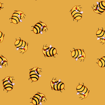 seamless pattern bumble bee character cartoon. mascot logo, bug sweet, insect fly bumble bee character sign vector