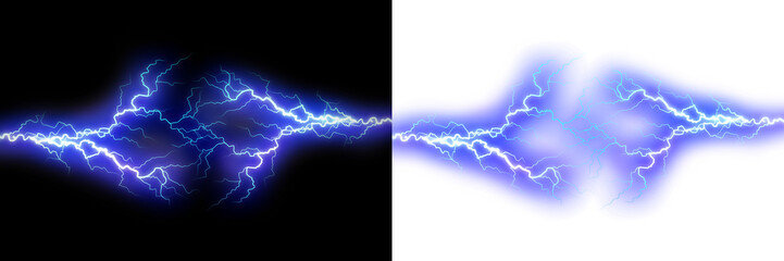 Obraz premium Blue lightning bolt on black background