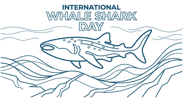Whale shark swimming in ocean currents, world whale shark day celebration.