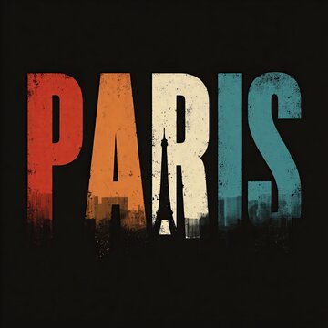 paris postcard design with eiffel tower silhouette
