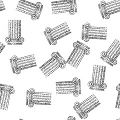 Fototapeta premium seamless pattern Hand drawn ionic column sketch with volutes and fluting, classical greek and roman architectural motif symbolizing heritage, support, and traditional decorative design elements