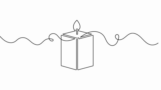 Candle vector animation showing a single line drawing of a burning flame icon