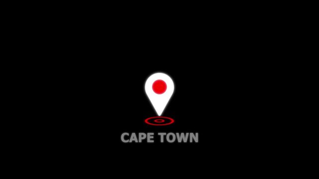 Smart City GPS Tracking Animation with Floating Map Pin  Wave Animation in Cape Town Location .
