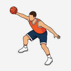 Naklejka premium Man playing basketball with ball.