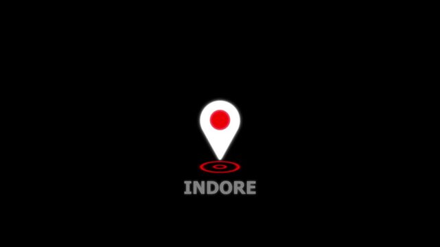 Smart City GPS Tracking Animation with Floating Map Pin  Wave Animation in Indore Location .