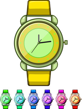 children kid watch time cartoon. hand boy, digital fashion children kid watch time sign colorful illustration