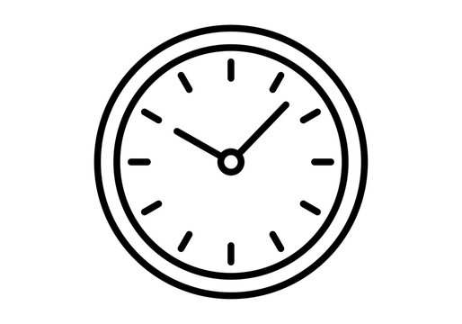 Icono lineal de reloj de pared anal&oacute;gico para medir el tiempo