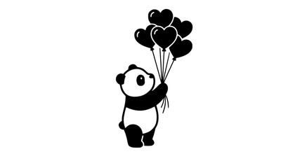 Cute kawaii baby panda vector illustration with colorful pastel heart balloons character design © MdIbrahimIslam