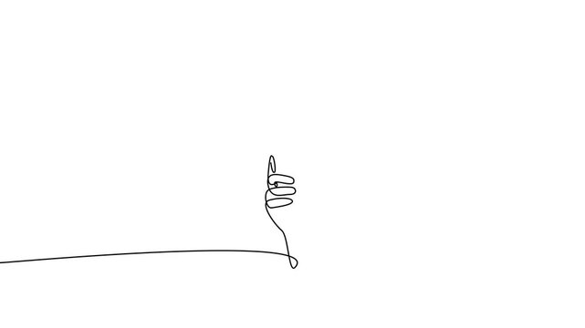 Hand holding oil dispenser bottle line art animation in continuous one line style