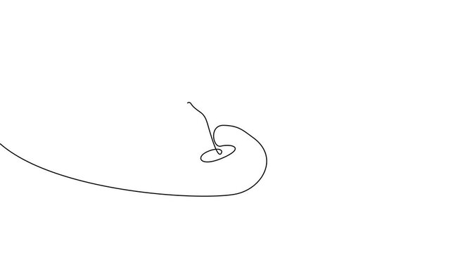 Hand holding champagne glass line art animation in continuous line style
