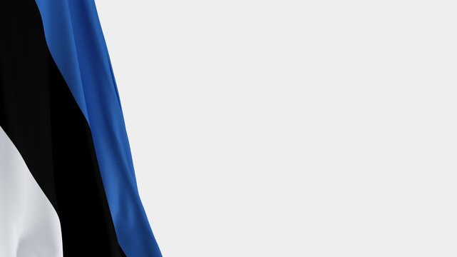 Estonian Flag on Left Side, Waving National Symbol with Copy Space