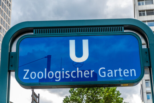 signage of Metro station zoologischer garden - engl garden of Zoo - in Berlin.