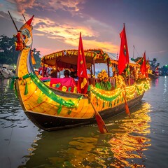 Obraz premium Traditional Dragon Boat on Calm Waters.