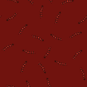 seamless pattern thread suture cartoon. absorbable nonabsorbable, technique material, repair incision thread suture sign vector