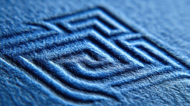 Envelope paper texture, inside security pattern, blue geometric shapes, confidential business background, macro detail 