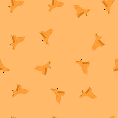 Naklejka premium pattern swan origami animals cartoon. butterfly dog, fish horse, bird fox swan origami animals sign. seamless vector illustration