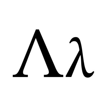 Greek letter Lambda uppercase and lowercase symbol vector. Minimalist typography element for education, science, and classic design concept
