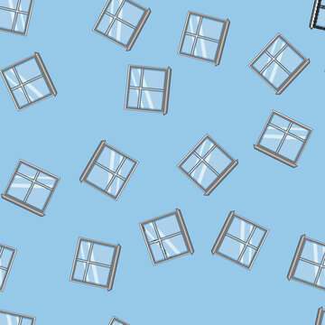 seamless pattern glazing window frame cartoon. mullion transom, casement jamb, muntin pane glazing window frame sign vector