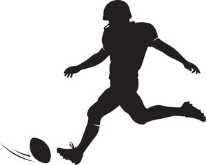 Obraz premium Rugby player kicking ball silhouette