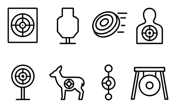Shooting target icons with target gong deer outline