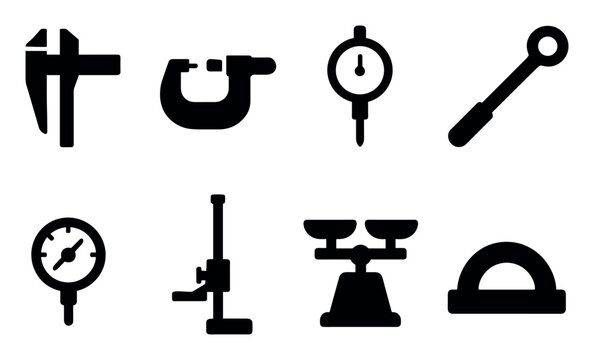 Measurement icons with caliper micrometer dial minimal