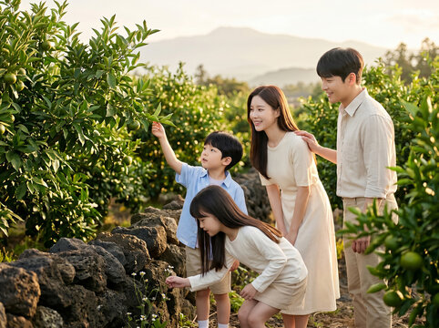 감귤 나무 아래의 가족 / Family Under Citrus Tree