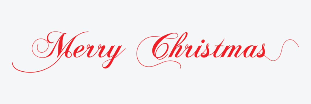 Christmas hand drawn lettering. Xmas text isolated on white for postcard, poster, banner design element. Merry Christmas script calligraphy. Xmas holiday lettering design. EPS 10 .