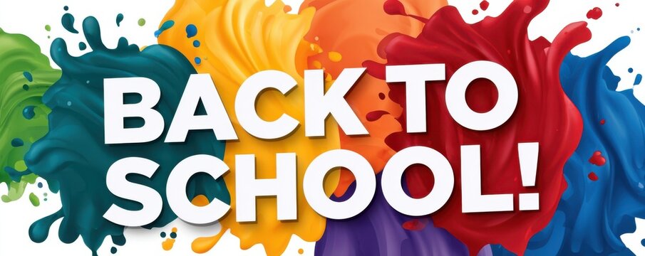 Back to school colorful paint splash banner with bold typography for classroom and kids