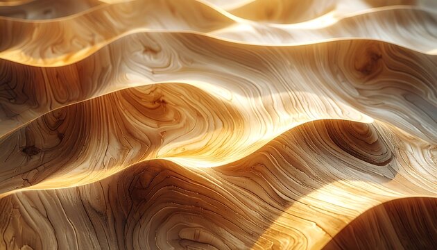 Wooden surface with wavy grain pattern.