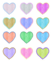 Fototapeta premium Pearl-Embellished Watercolor Heart Bundle – Elegant Decorative Collection