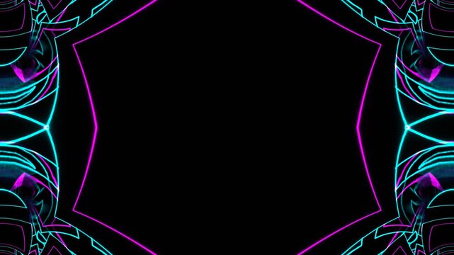 Cyan and Pink Neon Abstract Endless Moving on Circle Kaleidoscope Background VJ Loop in 4K