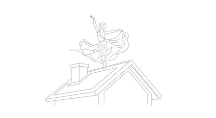 Fototapeta premium Ballet Dancer on Rooftop