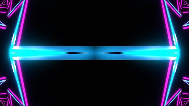 Pink and Cyan Neon Lightning Kaleidoscope Background VJ Loop in 4K