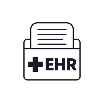 Electronic health record, patient files icon on white