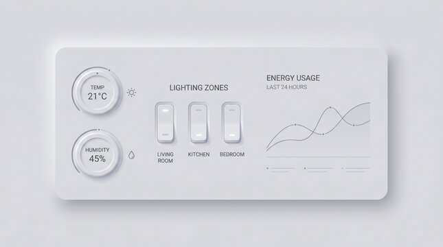 Neomorphic Smart Home Interface UI UX Elements Set