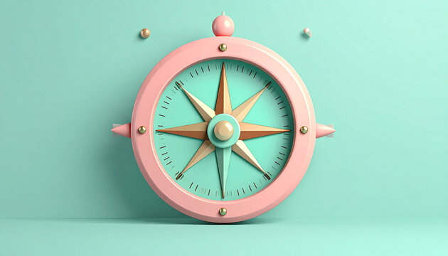 Pink compass navigation direction indicator isolated